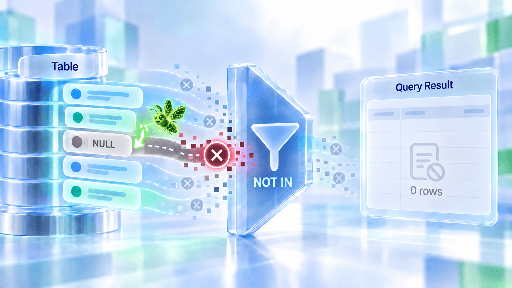 Why a SQL query returns empty results with a single NULL